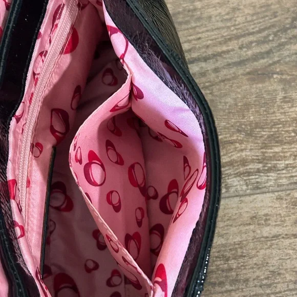 COACH POPPY GLOSSY PATENT LEATHER BAG PURSE 18161 BLACK 2 STRAPS CROSSBODY - Picture 9 of 15